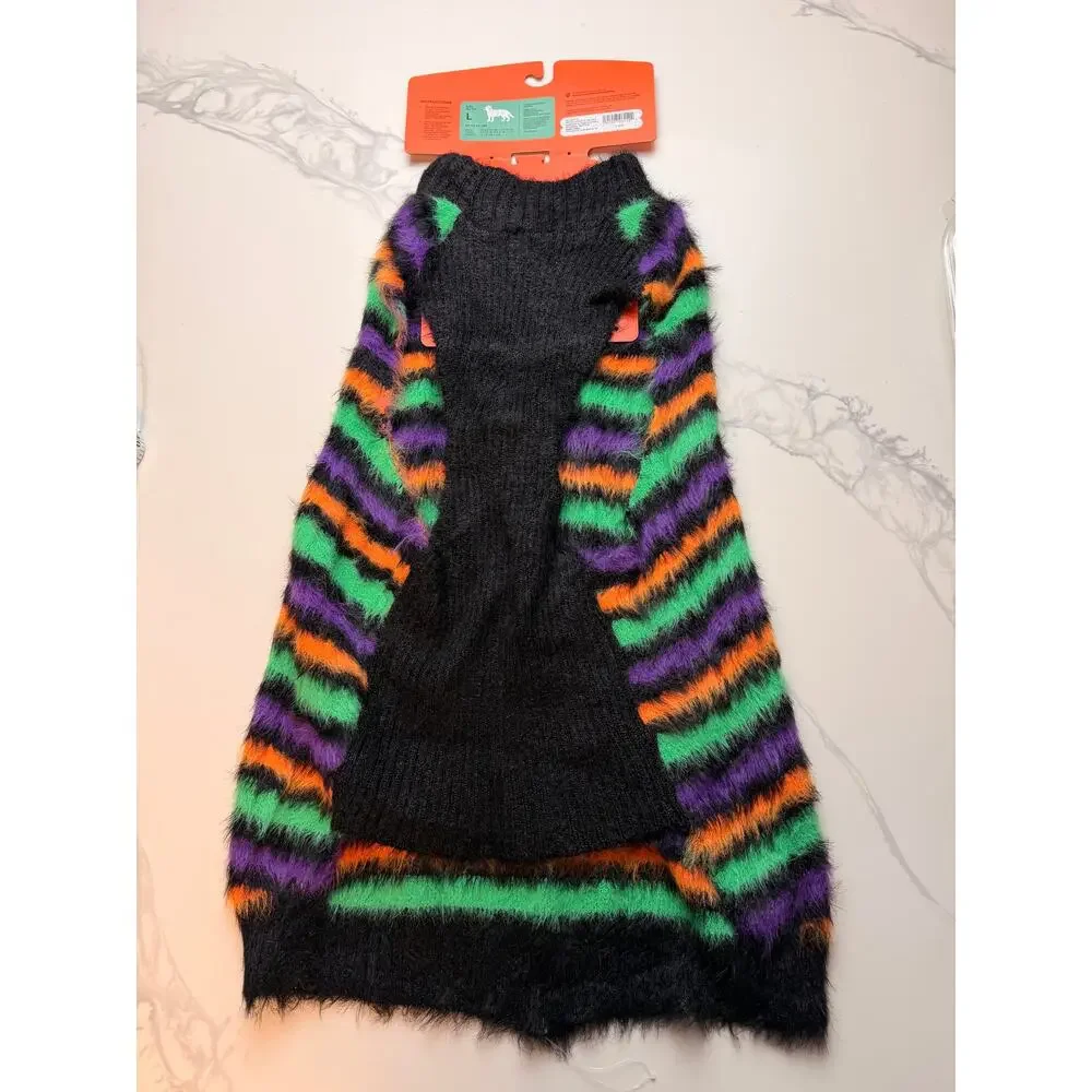 Boots & Barkley Halloween Pet Sweater Large Fuzzy Striped Dog Sweater NWT